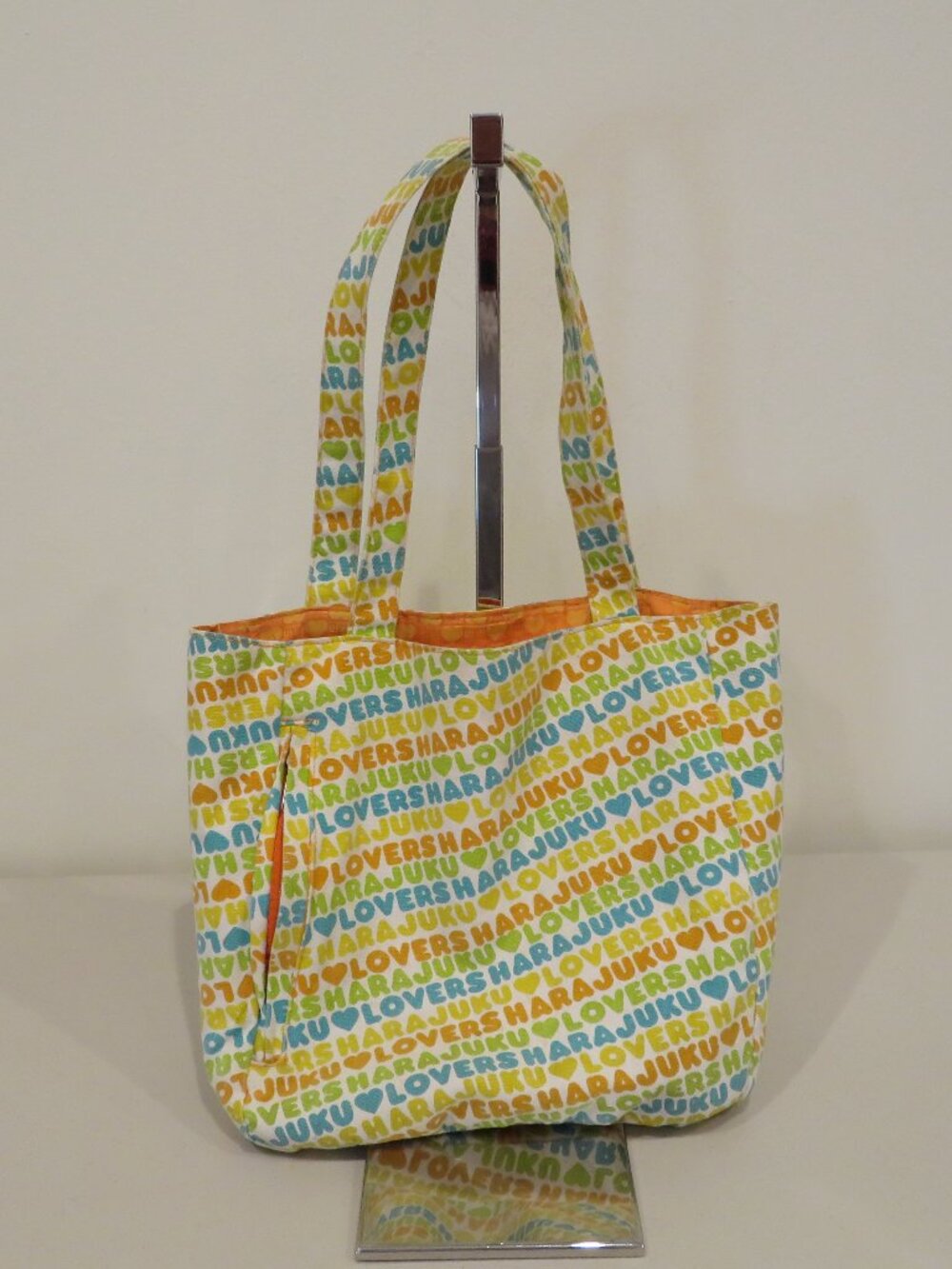 Harajuku Lovers 2006 Colorful Logo Print Small Cotton Shopper Tote Bag